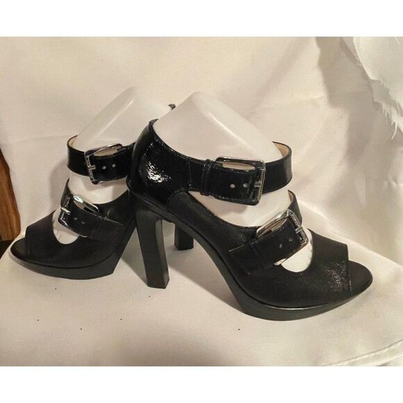 NEW Michael Kors Desert Double Buckle Black Patent Leather 7.5M - Picture 4 of 15